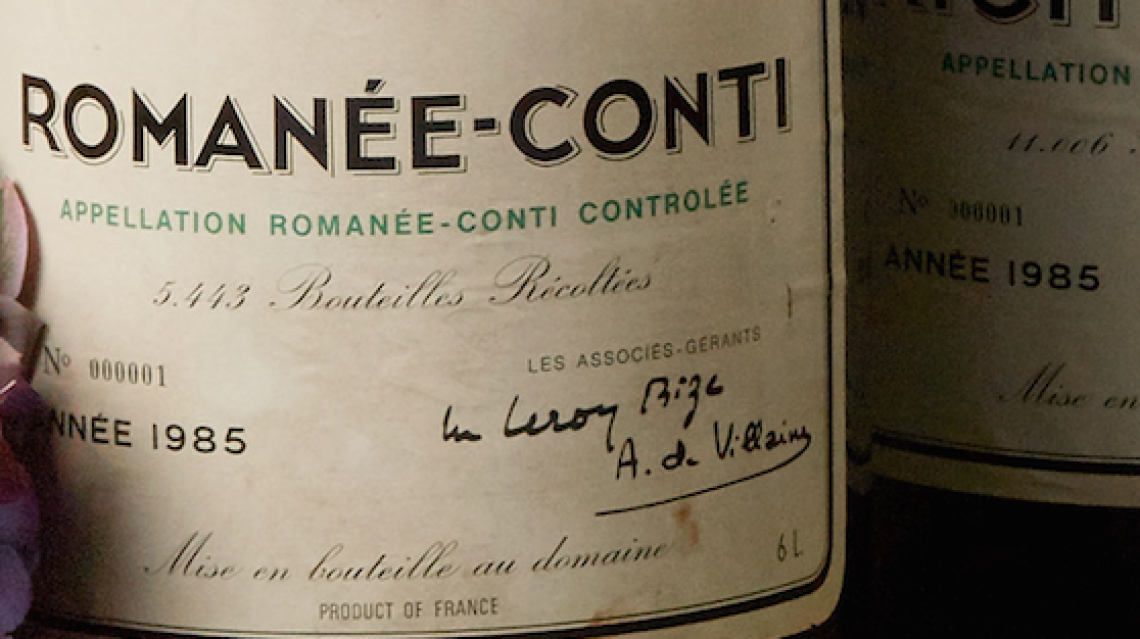 Una Romanée Conti del 1985 venduta a un milione di franchi svizzeri